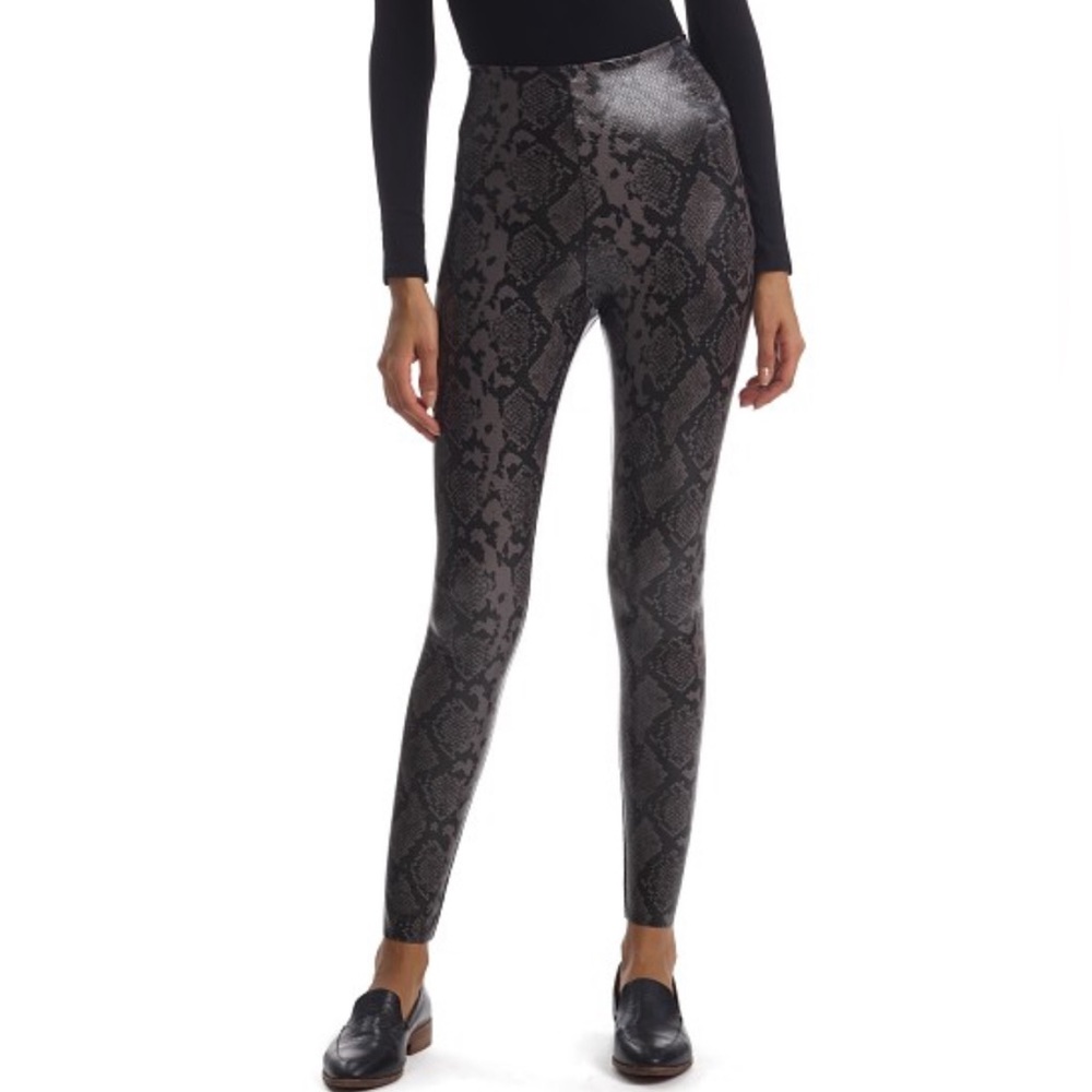 Commando Faux Leather Black Snake Skin Leggings